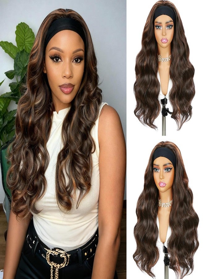 Quantum Love Long Curly Headband Wigs Synthetic Body Wave Headband Wigs for Black Women 26Inch Wear and Go Glueless Half Wig with Headbands Attached - Image 1